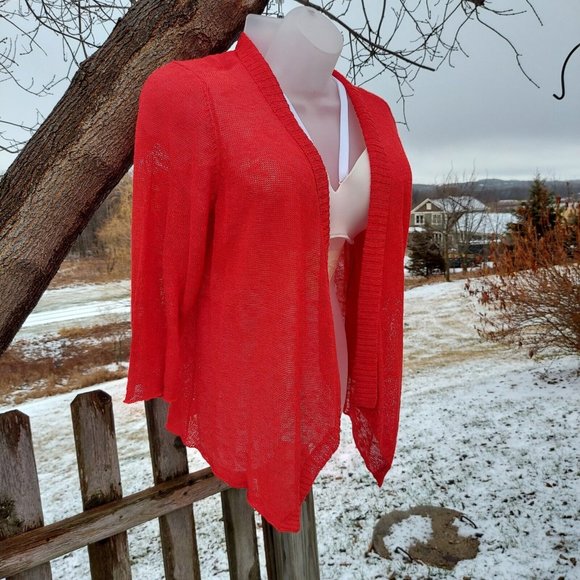 NWT EILEEN FISHER WOMAN 3X Melange Linen Grain Cascading Front Textured Cardigan - Picture 12 of 16